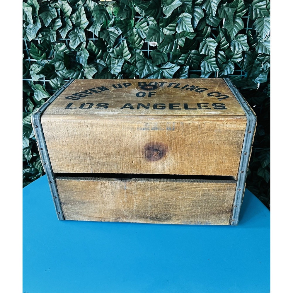 Vintage Wooden Soda Crate Seven Up 7-Up Wood Box Los Angeles California - Picture 3 of 9